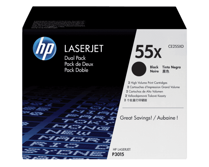 Pack de 2 Cartuchos de Tóner HP 55X Negro Alto Rendimiento LaserJet Original