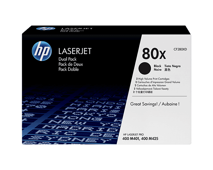 Pack de 2 Cartuchos de Tóner HP 80X Negro Alto Rendimiento LaserJet Original